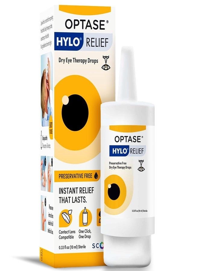 Optase HYLO Relief Dry Eye Drops, 0.33 fl oz (10ml), 300 Doses - Preservative Free Eye Drops for Dry Eyes - Gentle Lubricant Multi-Dose Solution - Contact Lens Compatible for Daily Comfort - Image 1
